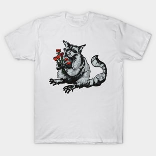 Raccoon holding Flowers T-Shirt